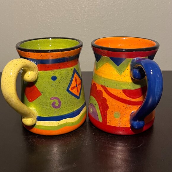 Set of 2 Sue Zipkin CERTIFIED INTERNATIONAL Colorful Whimsical Ceramic Mugs - Picture 2 of 12